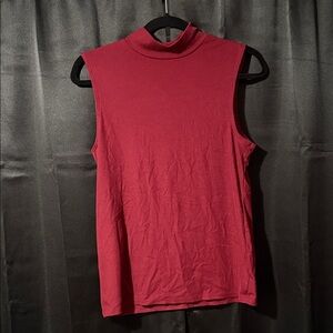Sleeveless Red Mock Neck Top
